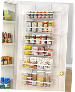 6 Tier Door Food Storage Cabinet Organizer White Hanging Kitchen Basket - Picture 1 of 7