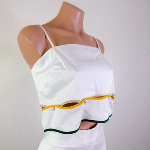 Antonio Melani The Nat Note Silvie Rikrak Ribbon Scalloped Crop Top White 12 NWT - Picture 1 of 7