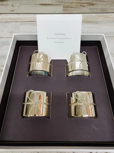 Vera Wang Wedgwood Love Knots Napkin Rings Silver Plated Box Of 4 - Picture 1 of 5