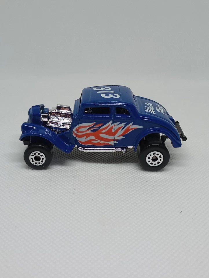 Vintage Matchbox '33 WILLYS STREET ROD Flames 1982 "313 White Heat" Blue 1:50 - Image 1 of 4
