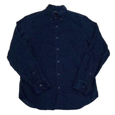 J.CREW Corduroy Shirt Navy Polka Dot Mens Medium Long Sleeve 100% Cotton - Image 1 of 4