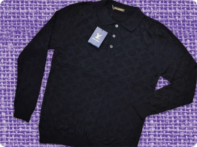 Hombres Louis Vuitton Camiseta Negra Manga Larga Delgada Talla XL Pit to Pit 21.5 pulgadas Foto 1 de 3