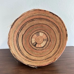 Vintage großer handgewebter Korb Natur Stammeseinwohner Stroh Südwesten - Bild 1 von 11