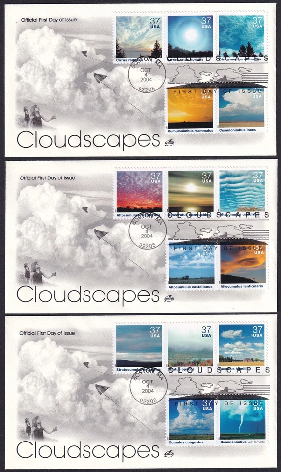 2004 Cloudscapes Sc 3878a-o FDCs ArtCraft Atmospheric Phenomena Weather 37c - Image 1 of 1