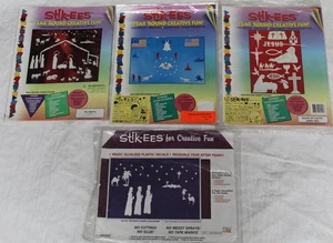 Juego de 4 calcomanías vintage de belén de Navidad y 4 de julio Stik-EE de los años 90 - Imagen 1 de 6