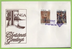 Tonga 1986 Scout Jamboree, Tongatapu set on First Day Cover - Picture 1 of 1