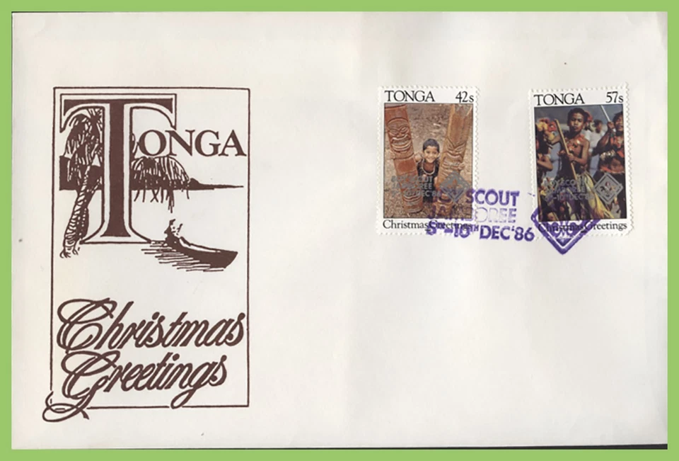 Tonga 1986 Scout Jamboree, Tongatapu set on First Day Cover - Image 1 of 1