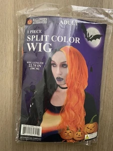 Costume WIG   22.75" Long   Cosplay  Halloween Accessories Brand  Orange & Black - Picture 1 of 7