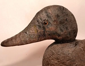 ANTIGUO señuelo de pato de madera tallada de colección pájaro de caza pintado arte escultura decoración - Imagen 1 de 15