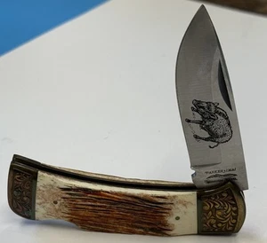 PARKER IMAI JAPAN K-538 SCROLLED BOLSTER WILD BOAR LOCKBACK KNIFE V1010 - Picture 1 of 5