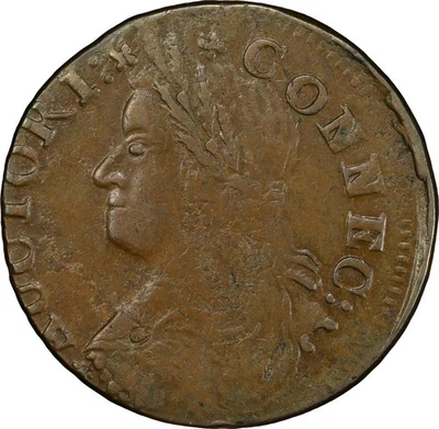 1787 Connecticut 1/2p M25-b W3100 Draped Bust Left PCGS EF40 Syd Martin R3 - Image 1 of 4