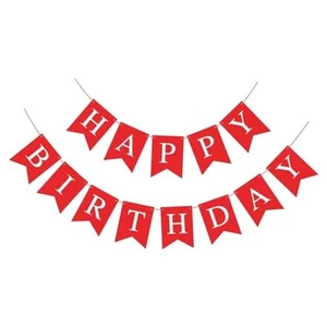 Red Happy Birthday Banner Sign for Backdrop Red Birthday Party Decorations - Picture 1 of 7
