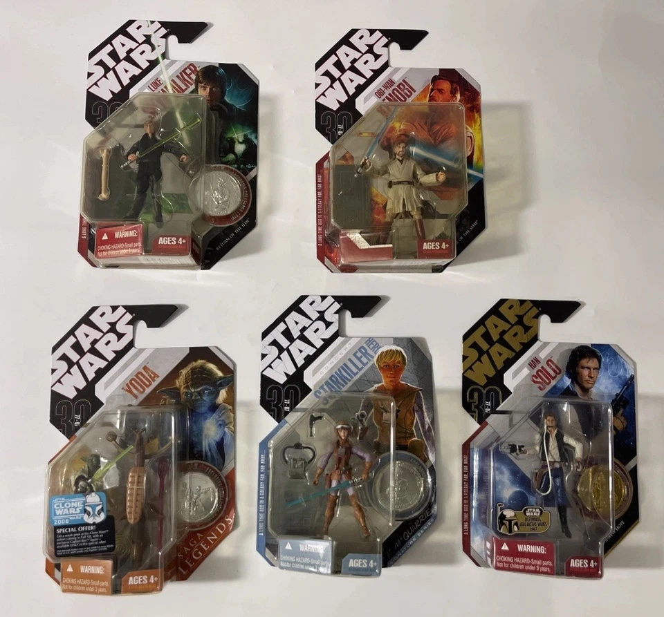 Lote de 5 figuras de colección Star Wars 30 aniversario con monedas coleccionables Foto 1 de 4