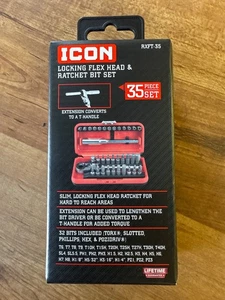 ICON RXFT-35 Locking Flex Head Ratchet and Bit Set 35 Piece NEW - Picture 1 of 5
