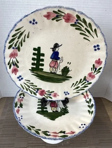 2 Blue Ridge Southern Pottery Französisch Bauerndorf Mann 9 1/4" Teller *** - Bild 1 von 10