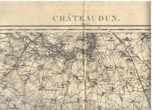 CHÂTEAUDUN Carte État-Major N°79 Artenay Poislay Unverre Champron Sainville 1843 - Imagen 1 de 6
