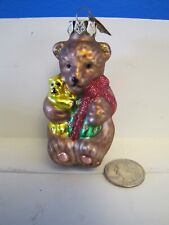 Festive Brown Bear by Thomas Pacconi Glass Christmas Tree Ornament Teddy Bear