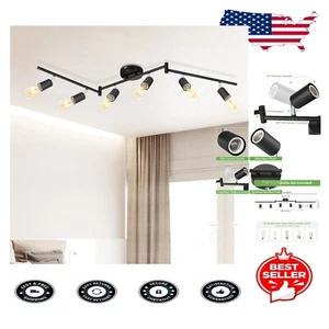 Sleek 6-Light E26 Ceiling Track Lights with Rotatable Heads for Multiple Rooms - Picture 1 of 11