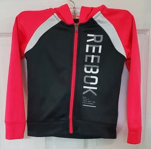Reebok Kid's Diva Pink, Black & White Zip Up Hooded Jacket Size 5T - Picture 1 of 8
