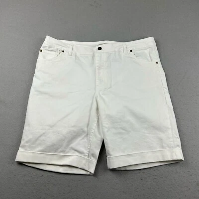 Woman Within Shorts Womens 18W White Denim Flat Front Cuffed Chino - Image 1 of 4