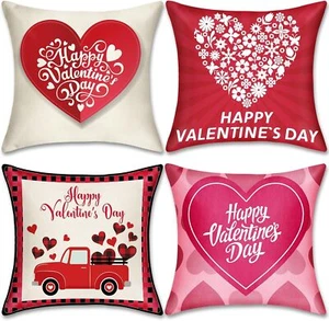 Valentines Day Decor Pillow Covers 18X18 Inch Set of 4, Valentine Pillow Covers - Picture 1 of 2