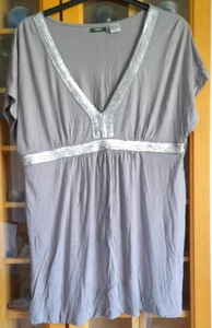 Ladies Womens Short Sleeve Sequin Top Grey Size 18-20 From La Redoute BNWOT - Picture 1 of 9