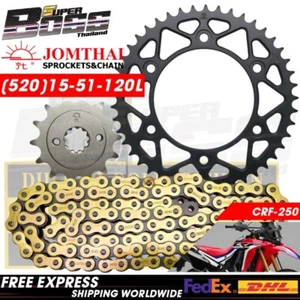 JT Front + Rear Sprocket, DID Chain For HONDA CRF-250 520-15-51-120L - Picture 1 of 6
