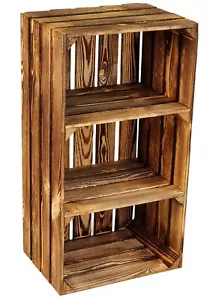 geflammte Große Holzkisten XXL mit Boden Obstkisten Weinkisten Schuhregal Regal - Bild 1 von 6