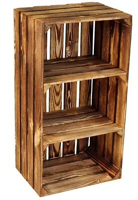geflammte Große Holzkisten XXL mit Boden Obstkisten Weinkisten Schuhregal Regal - Bild 1 von 4