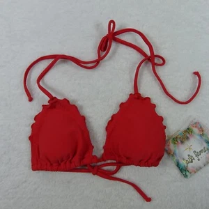 Luli Fama Bikini Top Womens Extra Small Girl On Fire Red Wavey Triangle Tied - Picture 1 of 10