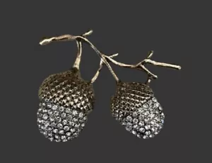 Spilla vintage Dana Buchman ghiande tono oro strass firmata - Foto 1 di 4