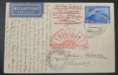 AK Karte Friedrichshafen Malyguin Polarfahrt Müllheim LZ 127 Graf Zeppelin - Bild 1 von 2
