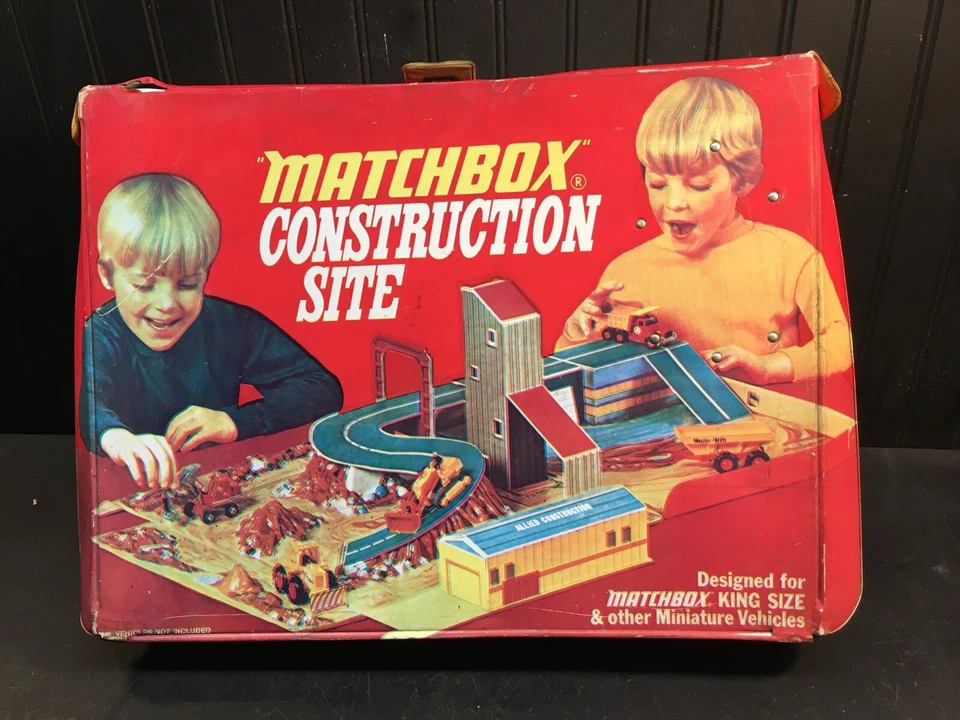 Vintage Matchbox Construction Site Playset Vinyl 1973 Carry Case Free Shipping - Image 1 of 4