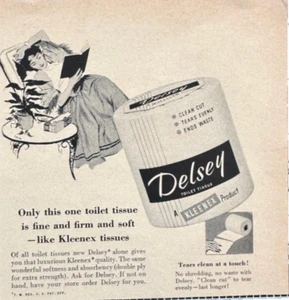 Delsey Toilet Tissue by Kleenex Lady Reading a Book Vintage Print Ad 1953 - Bild 1 von 4