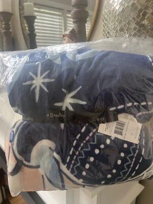 Vera Bradley Plush Throw Blanket 80X50 Disney Cinderella Paisley Twilight Blue - Image 1 of 4