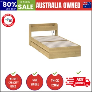 Wooden Bed Frame Single Size with Charging Ports & 2 Drawers - Picture 1 of 9