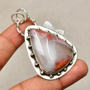 Ciondolo gioiello fatto a mano argento sterling 925 pietra preziosa agata del Botswana 2,09" - Foto 1 di 8