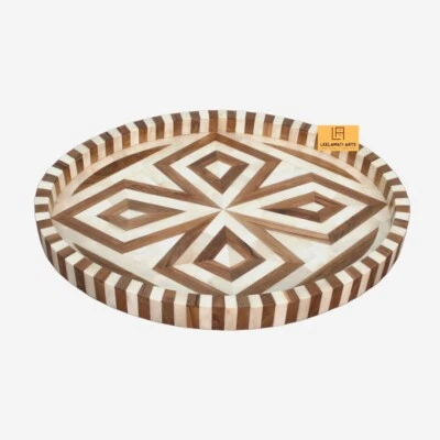 Home Décor  Wood Bone Inlay Serving Tray Home Use Tray - Image 1 of 4
