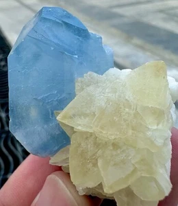 410 CTS Combination Sky Blue Celestine With Calcite Specimen From Afghanistan - Picture 1 of 6