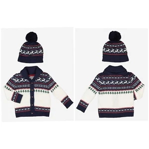 TAHARI Toddlers Two Piece Festive Cardigan & Hat Set - 18-24 months EU92 NEW - Picture 1 of 5