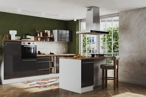 Küche Inselküche Küchenzeile Induktion Grau Gabriel 320 cm Respekta - Bild 1 von 22