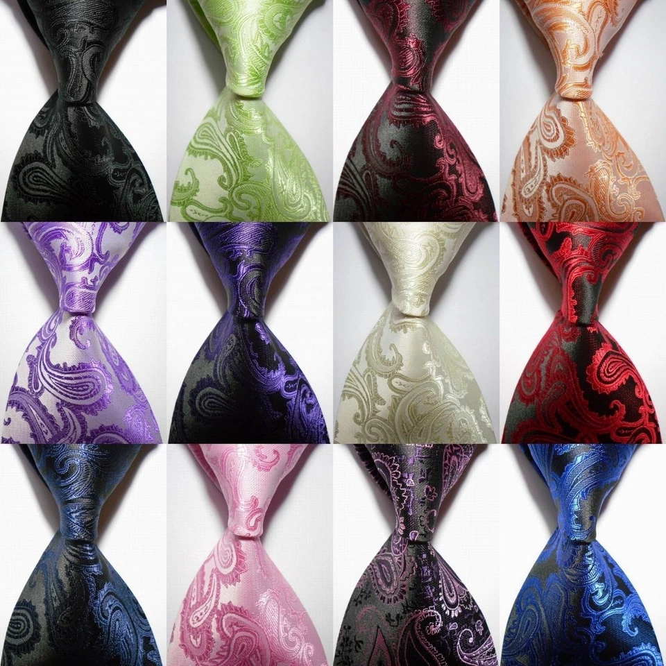 MENS NEW 100% CLASSIC PAISLEY JACQUARD WOVEN SILKY TIE NECKTIE - ALL COLOUR - Image 1 of 1