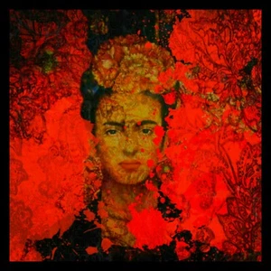 Motiv Frida Kahlo Orange XXL 90x90cm Leinwand PopArt/Malerei/Druck/Modern Art - Bild 1 von 7