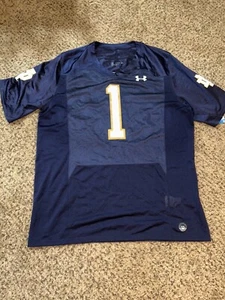 NEW XXL Notre Dame Fighting Irish Under Armour PRINTED Sewn patch Jersey #1 - Picture 1 of 6