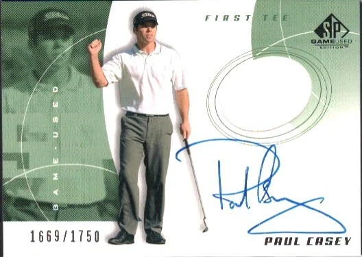 Paul Casey certified signed autographed 2002 SP Game Used Golf worn shirt card - Image 1 of 1