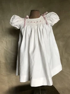 BARONI Italy Baby Girl SMOCKED DRESS Ivory Cotton Party Special Occasion 12 mo - Picture 1 of 9