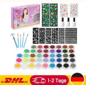 Glitter Tattoo Set 42 Farben Temporäres Tattoo Glitzer Für Kinder Partys Und Usw - Bild 1 von 12