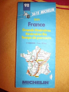Carte michelin turquoise 911 grands itineraires bis  temps de parcours 1991 - Imagen 1 de 1