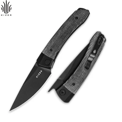 Cuchillo Plegable Kizer Mini Momo Punto de Caída Hoja 154CM Aluminio + Mango Micarta Foto 1 de 4