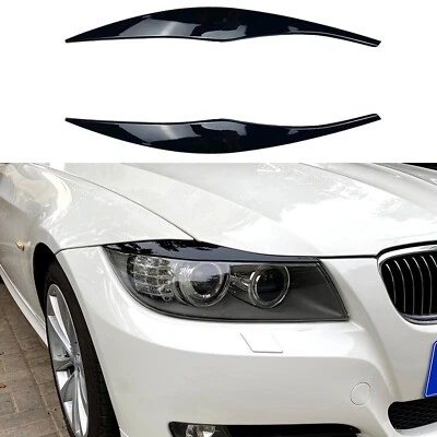 2x Headlight Eyelid Eyebrow Cover Trim For BMW 3 Series E90 E91 2005-2012 Black - image 1 of 4